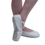 Boys Premium White LEATHER Ballet Shoes - Pre-sewn Elastics
